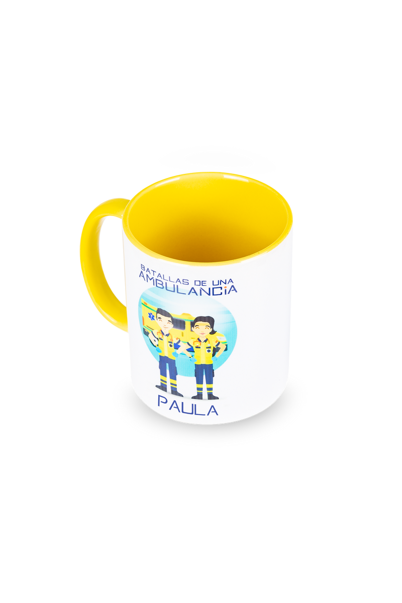 Taza cerámica personalizable amarillo - Batallas de una ambulancia-zoom-