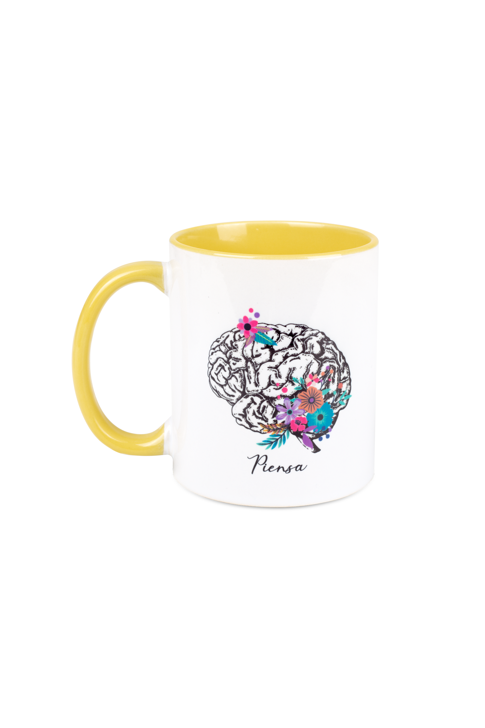 Yellow ceramic mug - brain-1