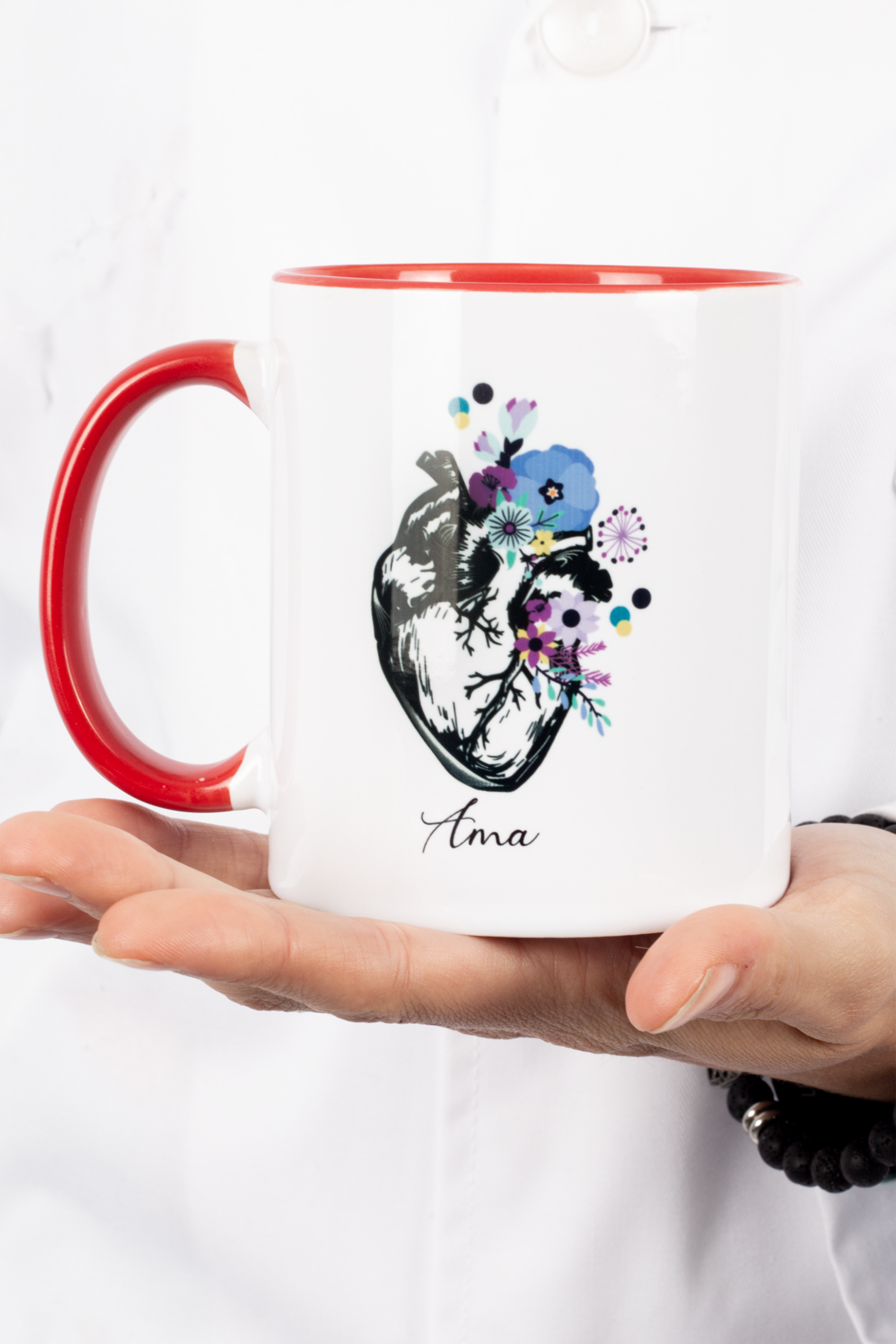 Taza cerámica roja - Corazón-2