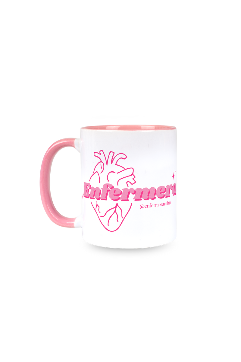 Taza cerámica personalizable rosa - @enfermerarubia-zoom-