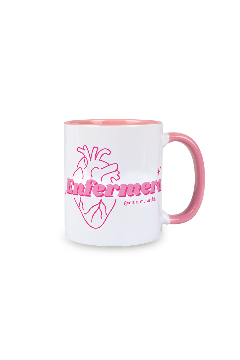 Taza cerámica personalizable rosa - @enfermerarubia-zoom-