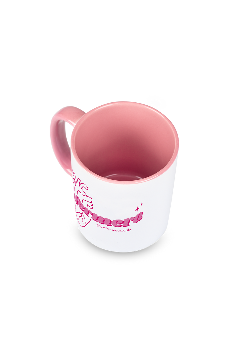 Taza cerámica personalizable rosa - @enfermerarubia-zoom-