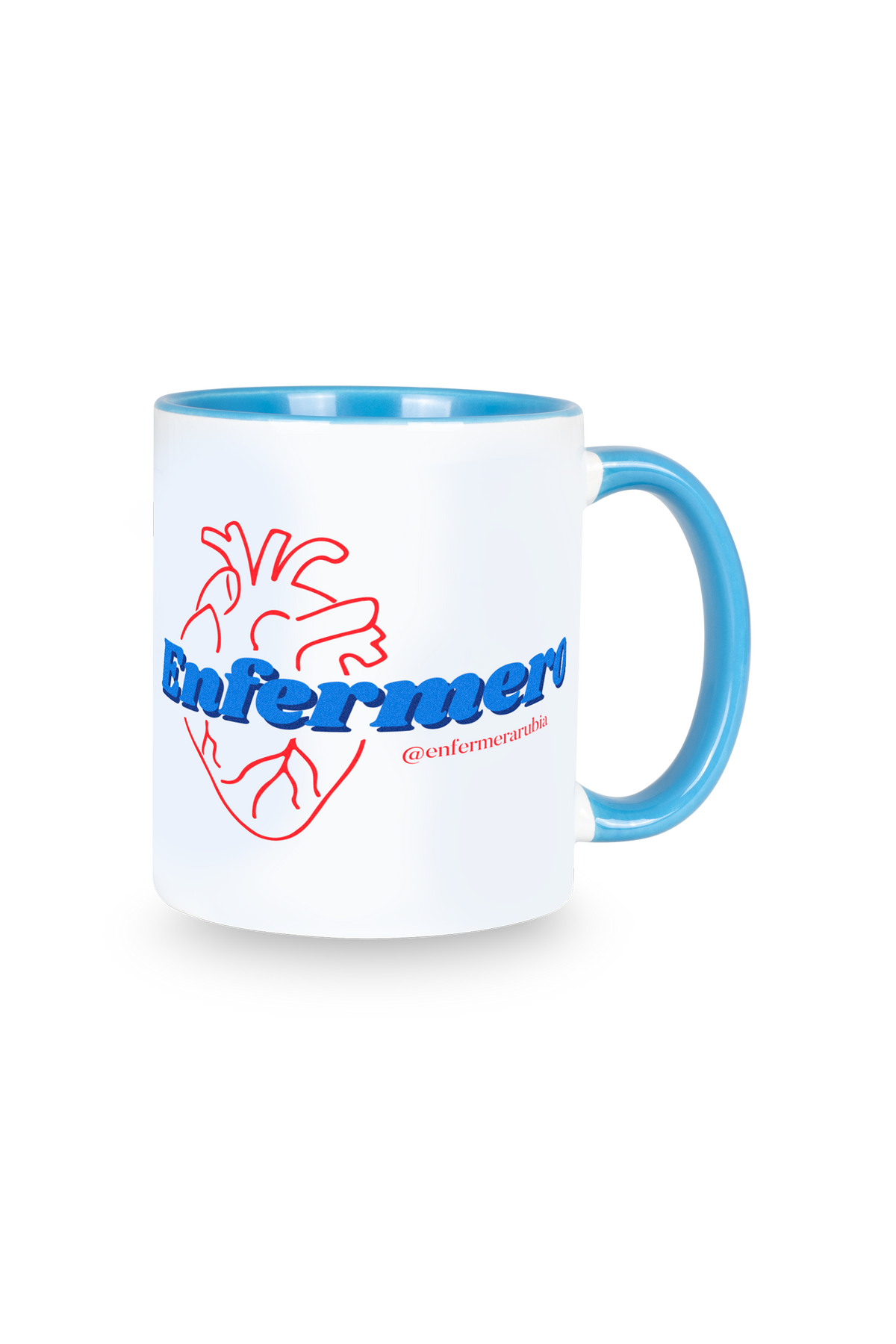 Taza cerámica personalizable azul claro - @enfermerarubia