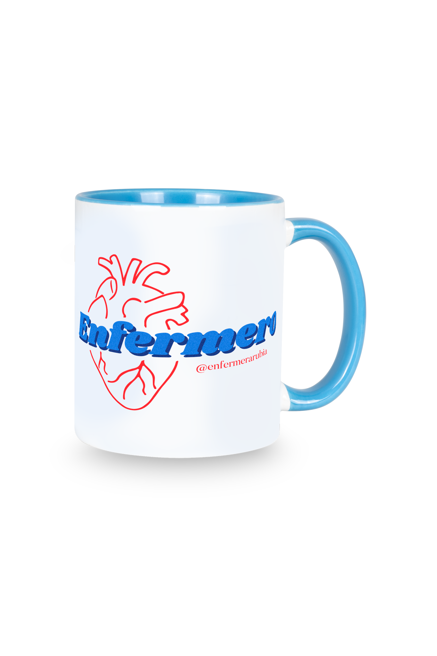 Taza cerámica personalizable azul claro - @enfermerarubia