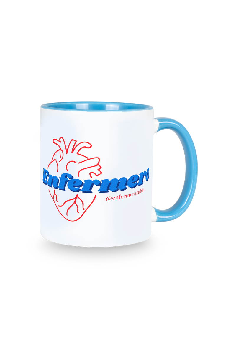 Taza cerámica personalizable azul claro - @enfermerarubia-zoom-