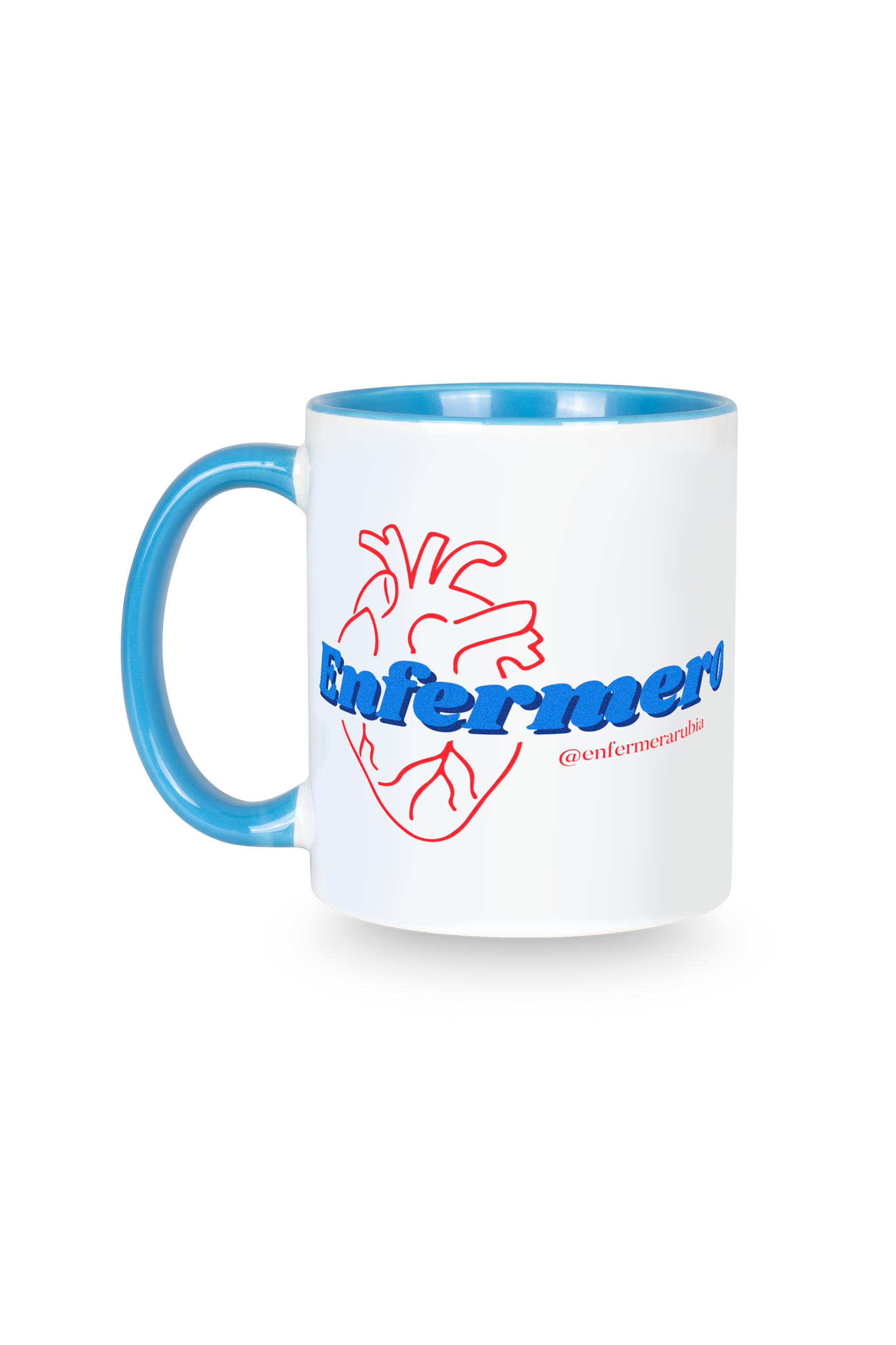 Taza cerámica personalizable azul claro - @enfermerarubia-3