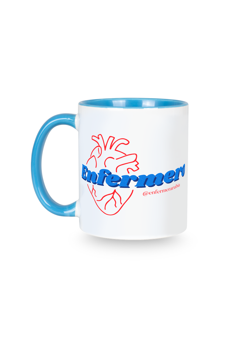 Taza cerámica personalizable azul claro - @enfermerarubia-zoom-