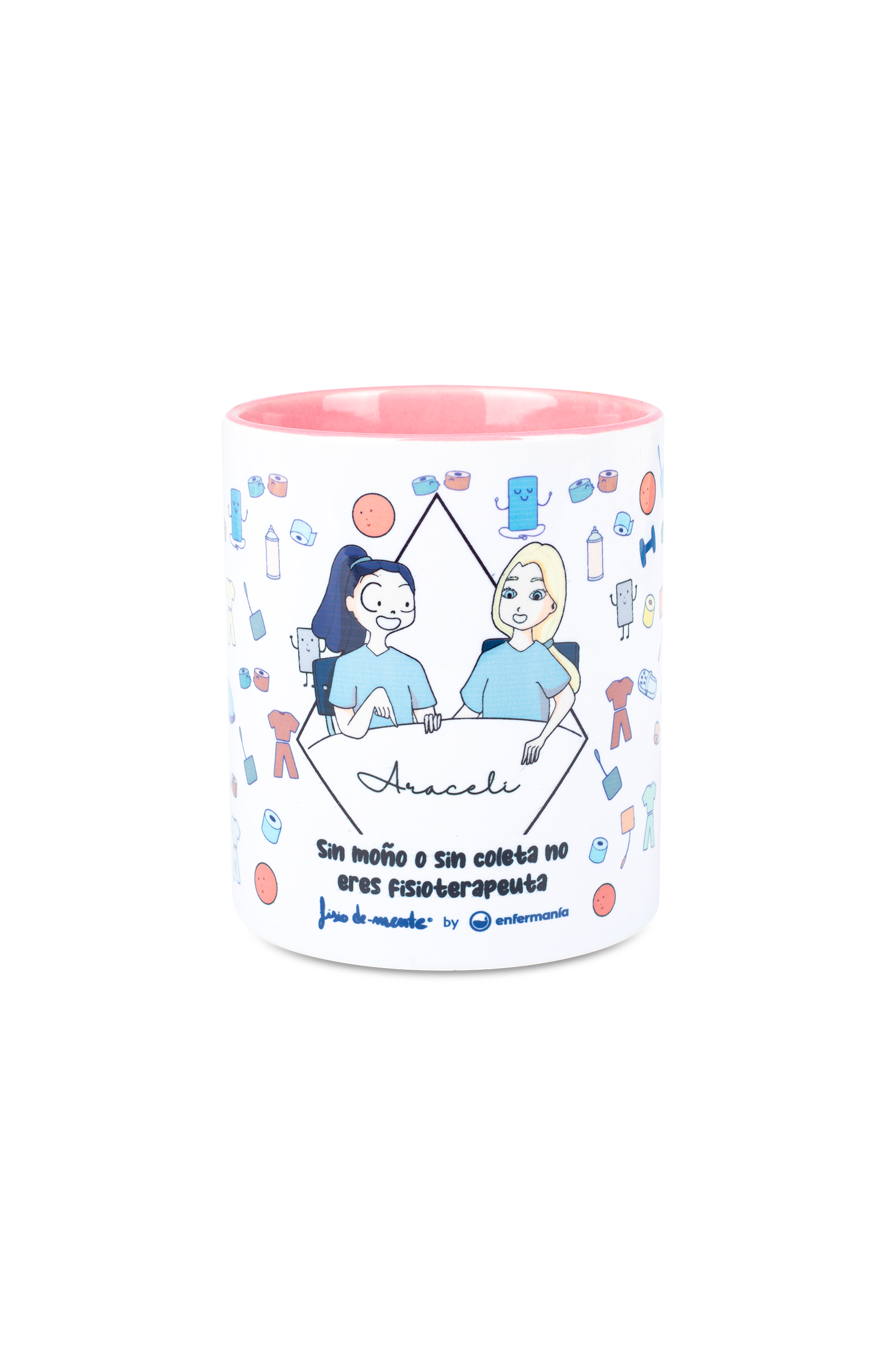 Taza cerámica personalizable rosa - Eres fisioterapeuta-1