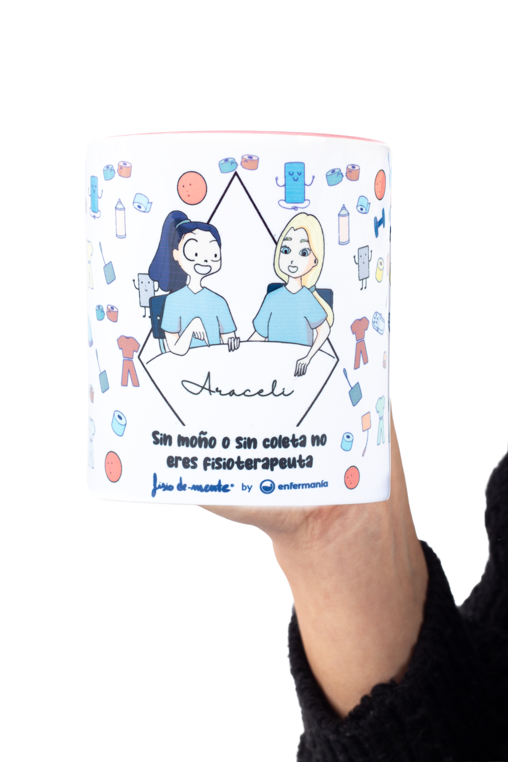 Taza cerámica personalizable rosa - Eres fisioterapeuta-zoom-2