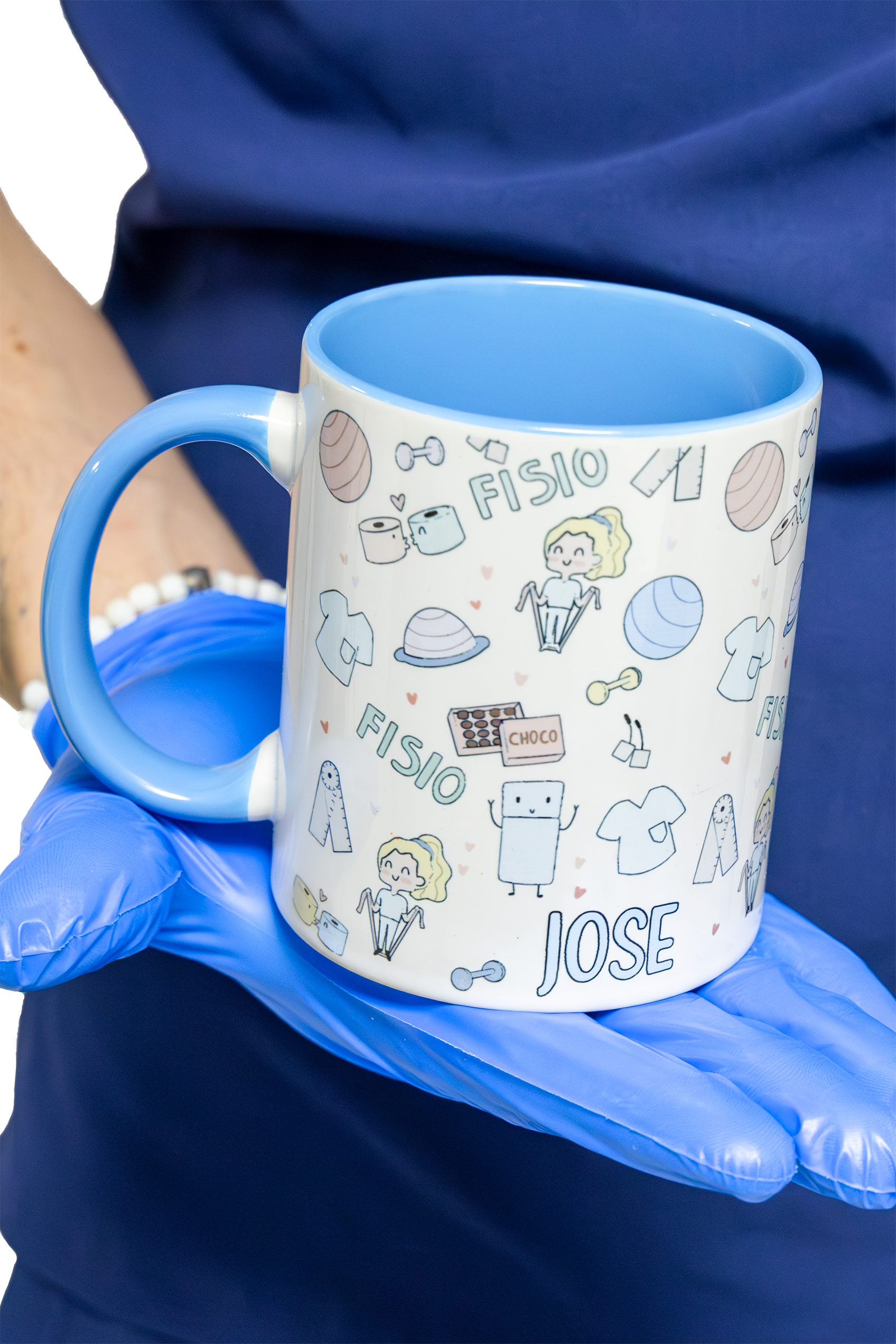 Taza cerámica personalizable azul claro - Fisio Pastel