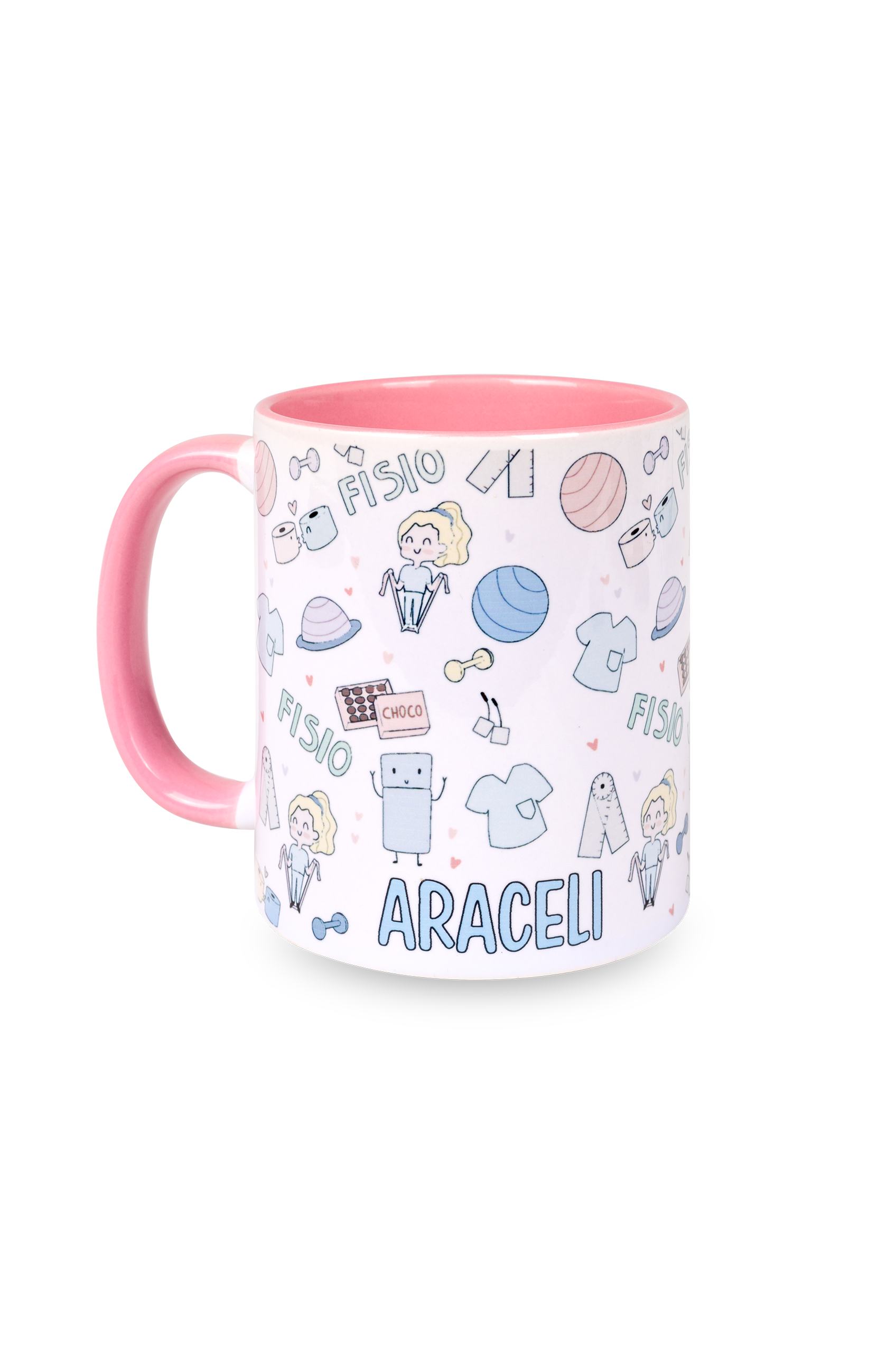 Taza cerámica personalizable rosa - Fisio pastel-1