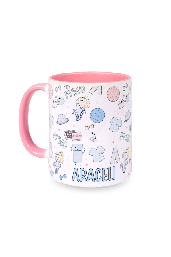 Taza cerámica personalizable rosa - Fisio pastel