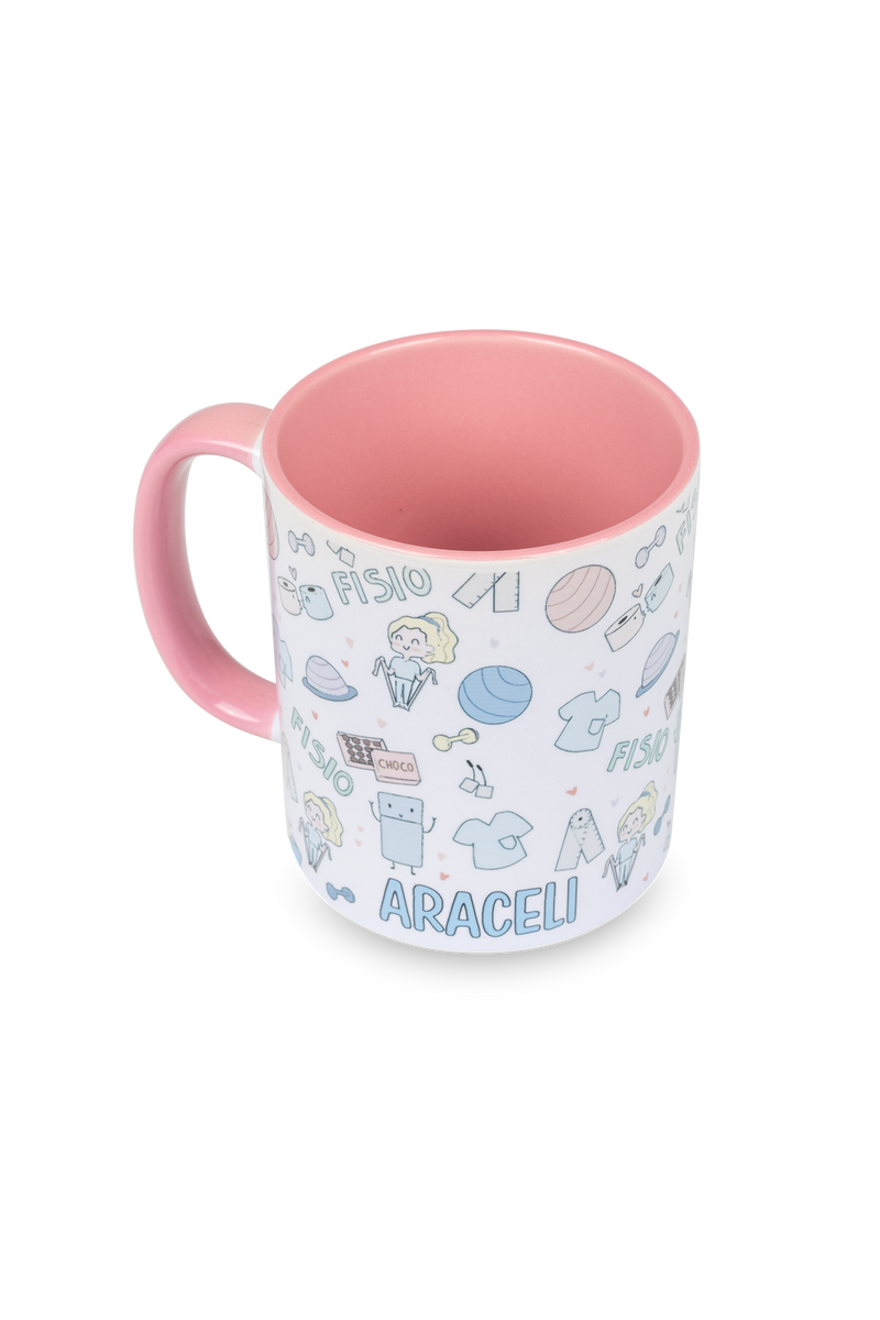Taza cerámica personalizable rosa - Fisio pastel-zoom-