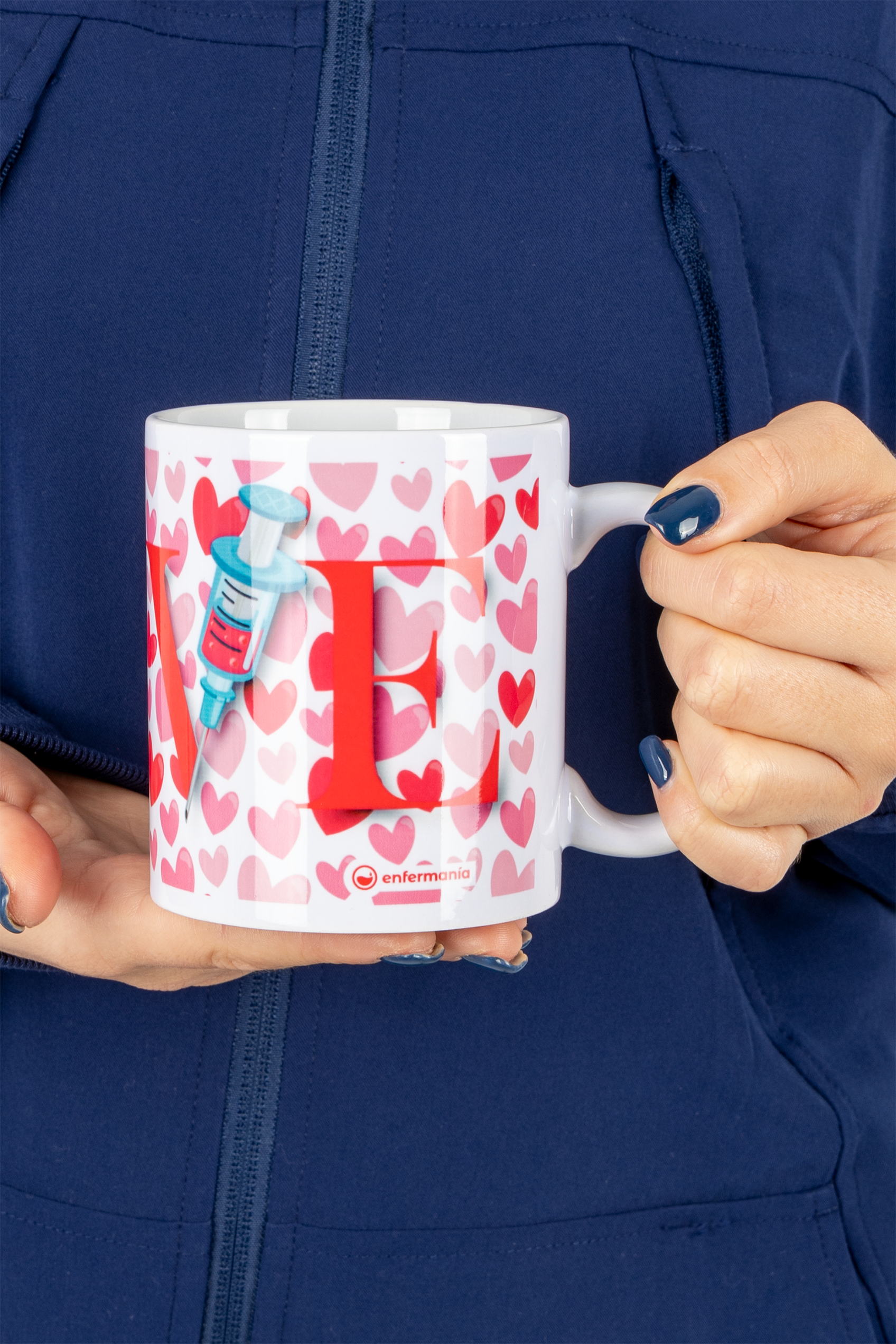 White ceramic mug - Hearts-zoom-4