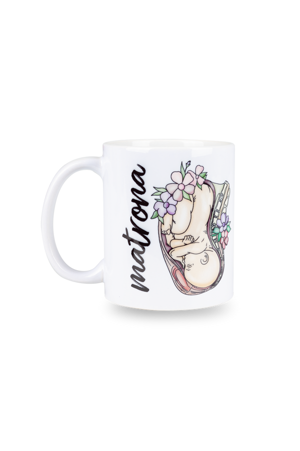 Taza cerámica blanca - Matrona Vida @elartedecuidar