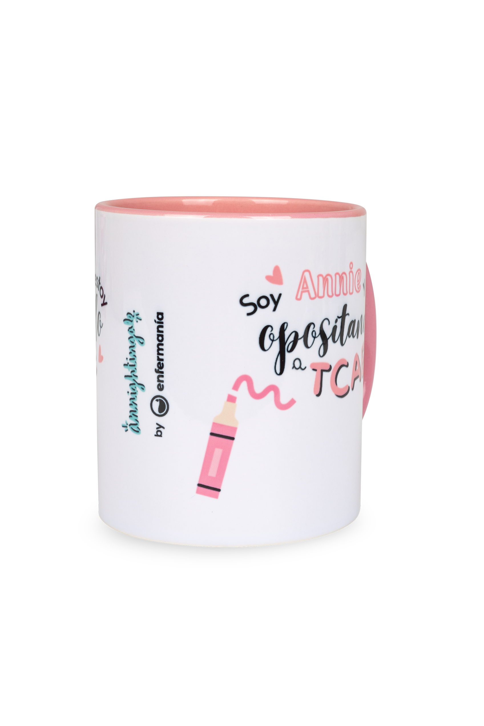 Taza cerámica personalizable rosa - Opositando a TCAE @anni.ghtingale