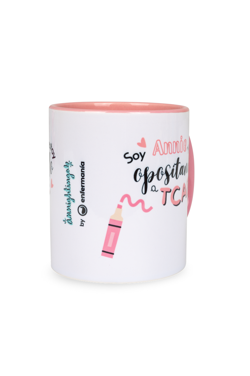 Taza cerámica personalizable rosa - Opositando a TCAE @anni.ghtingale-zoom-