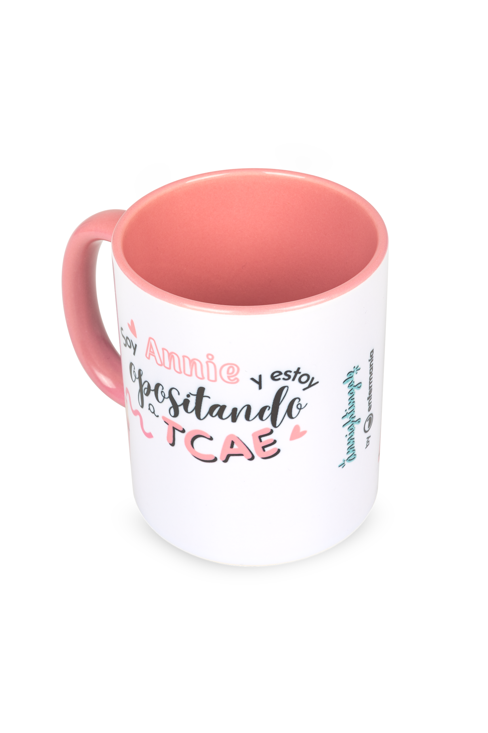 Taza cerámica personalizable rosa - Opositando a TCAE @anni.ghtingale-3