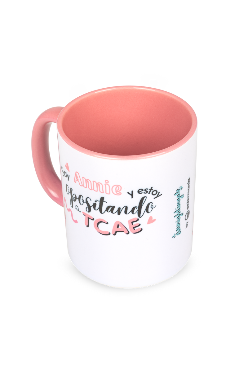 Taza cerámica personalizable rosa - Opositando a TCAE @anni.ghtingale-zoom-