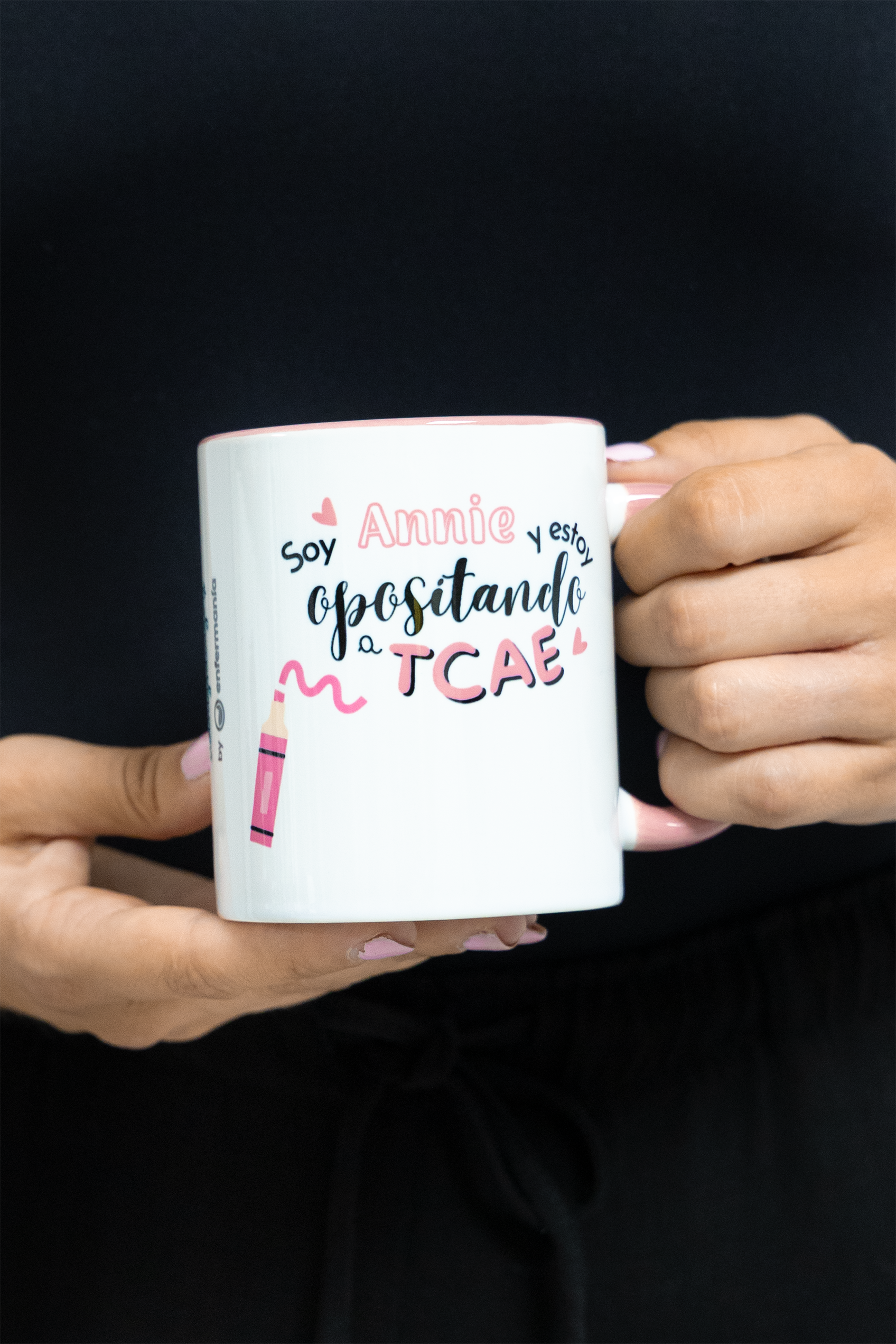 Taza cerámica personalizable rosa - Opositando a TCAE @anni.ghtingale-zoom-4