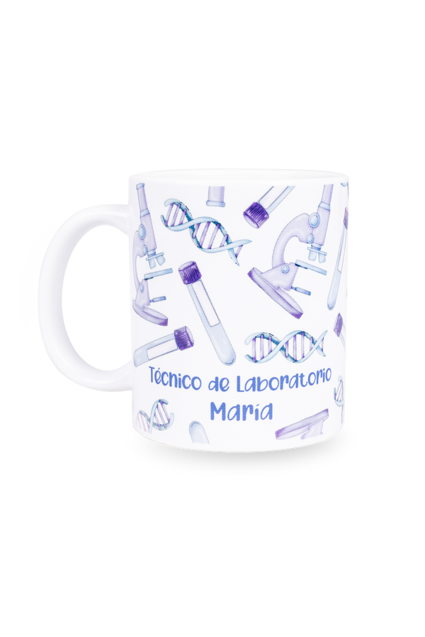 Taza cerámica blanca - Técnico de laboratorio @elartedecuidar