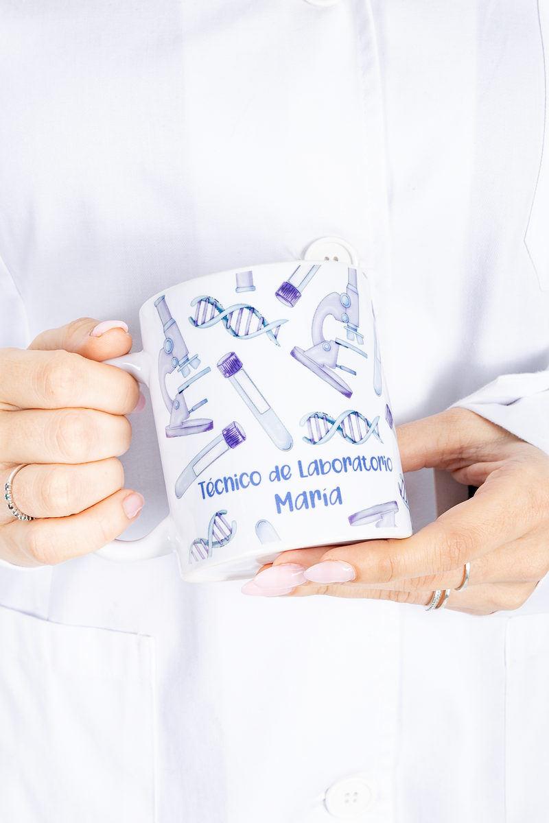 Taza cerámica blanca - Técnico de laboratorio @elartedecuidar-zoom-