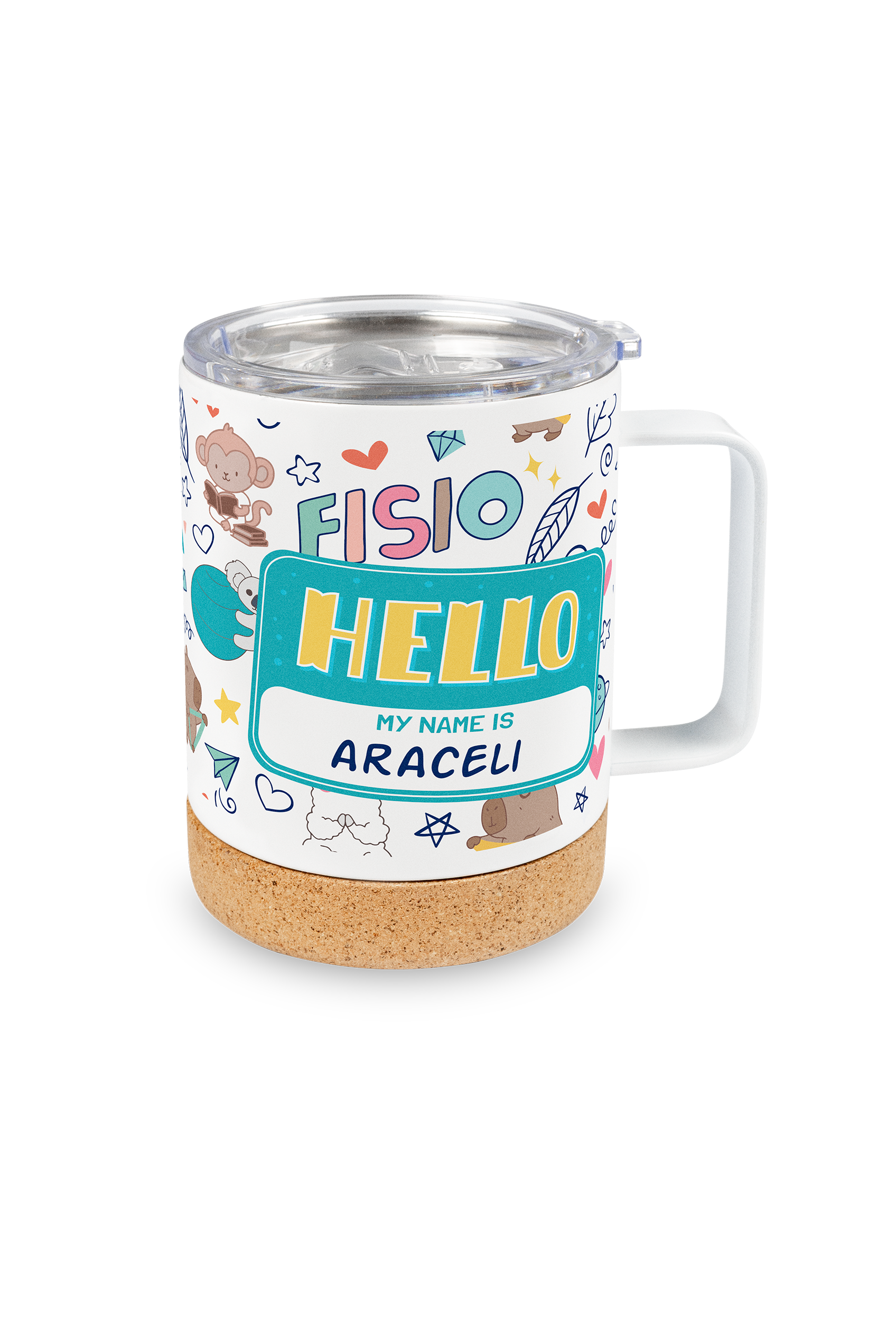 Taza Térmica de Acero con Base de Corcho – Animalitos Fisio-zoom-1