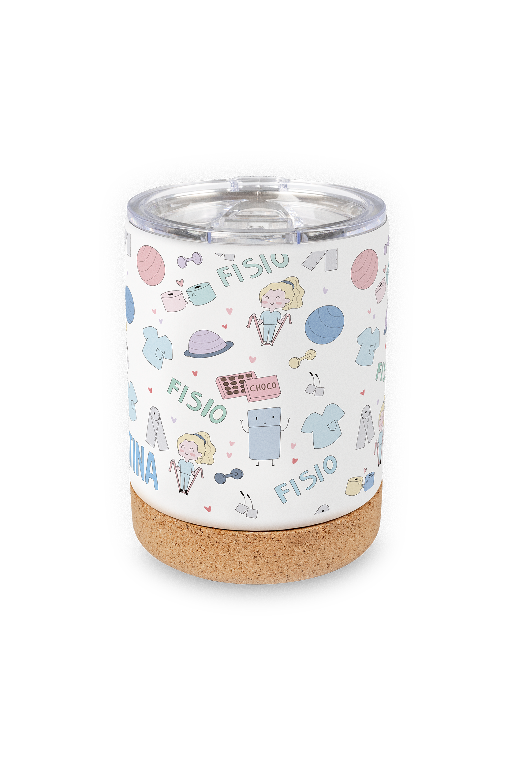 Taza Térmica de Acero con Base de Corcho – Fisio Pastel