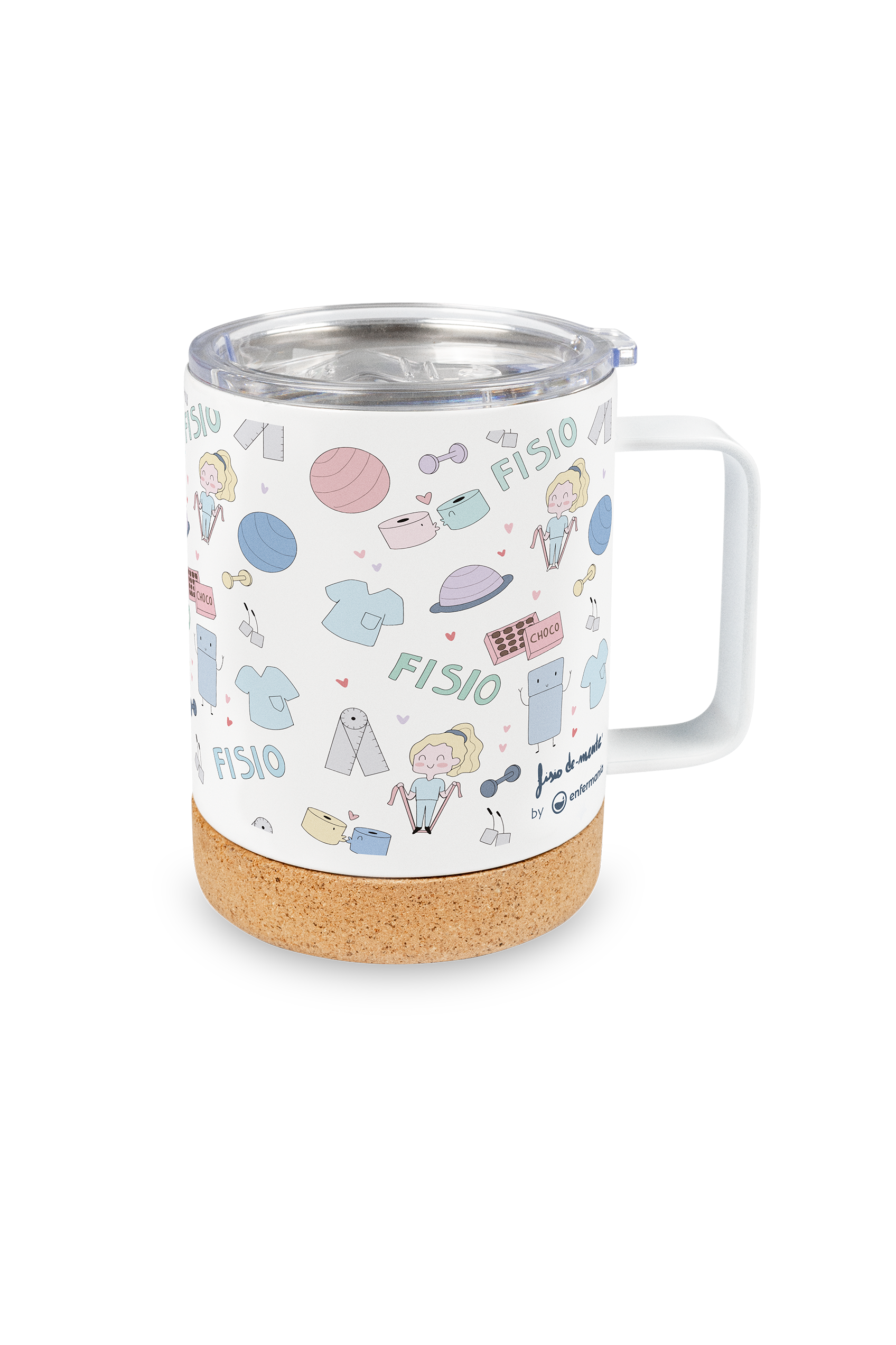 Taza Térmica de Acero con Base de Corcho – Fisio Pastel-3