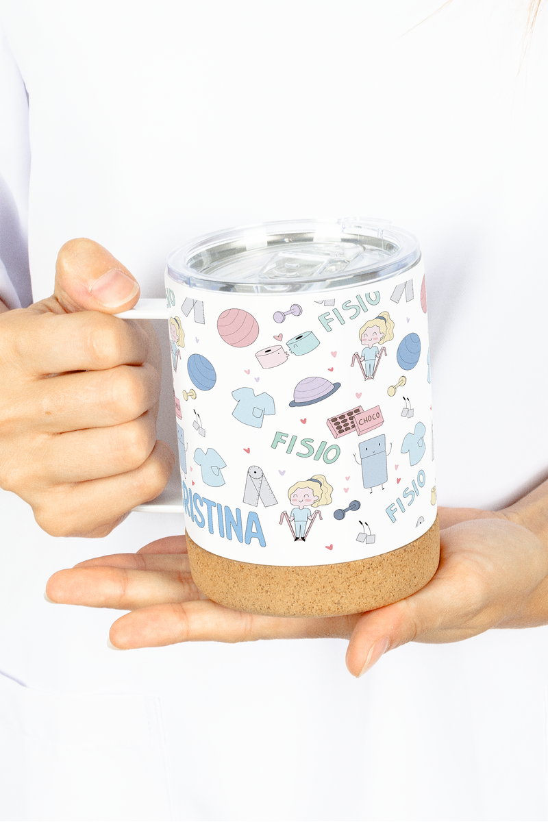Taza Térmica de Acero con Base de Corcho – Fisio Pastel-zoom-