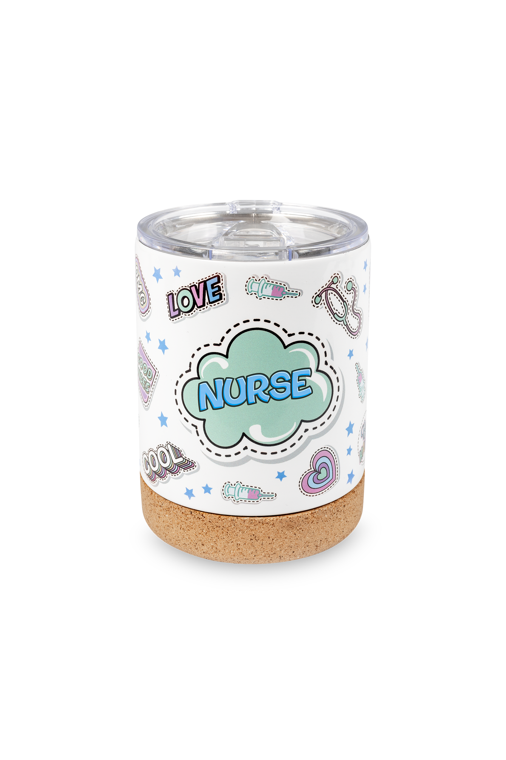Taza Térmica de Acero con Base de Corcho – Stickers Collection-2