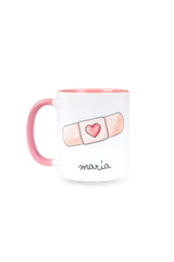 Taza cerámica personalizable rosa - Tirita @elartedecuidar
