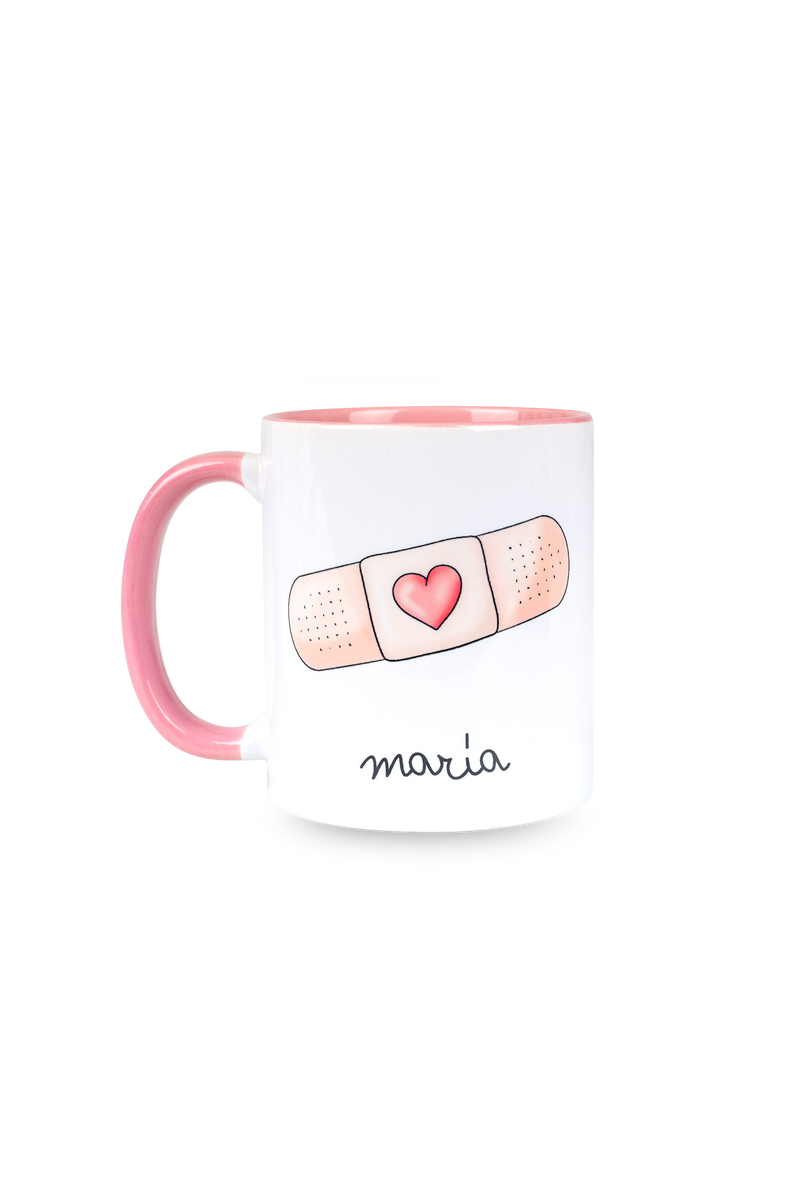 Taza cerámica personalizable rosa - Tirita @elartedecuidar-zoom-