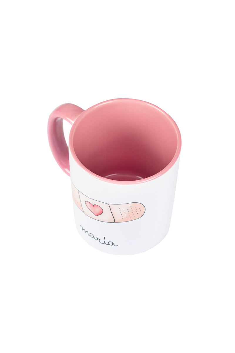 Taza cerámica personalizable rosa - Tirita @elartedecuidar-zoom-