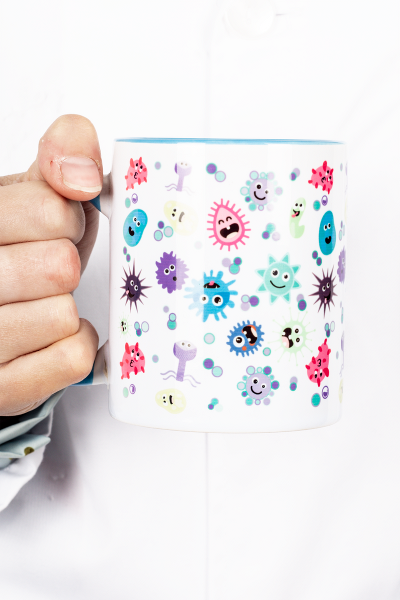 Taza cerámica personalizable azul claro - Virus-zoom-