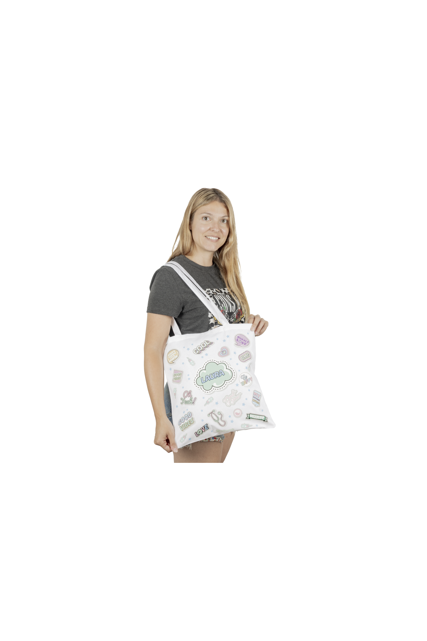 Bolsa Tote Blanco Personalizable – Stickers Collection-zoom-3