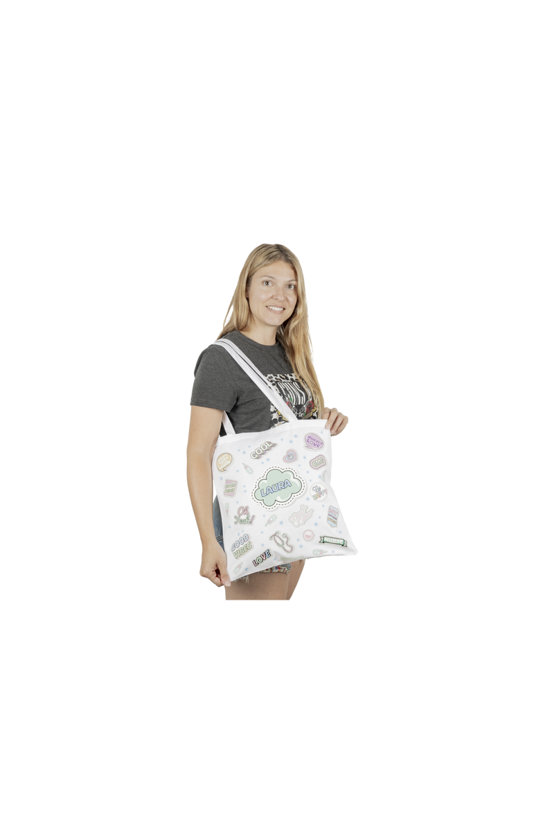 Bolsa Tote Blanco Personalizable – Stickers Collection-zoom-
