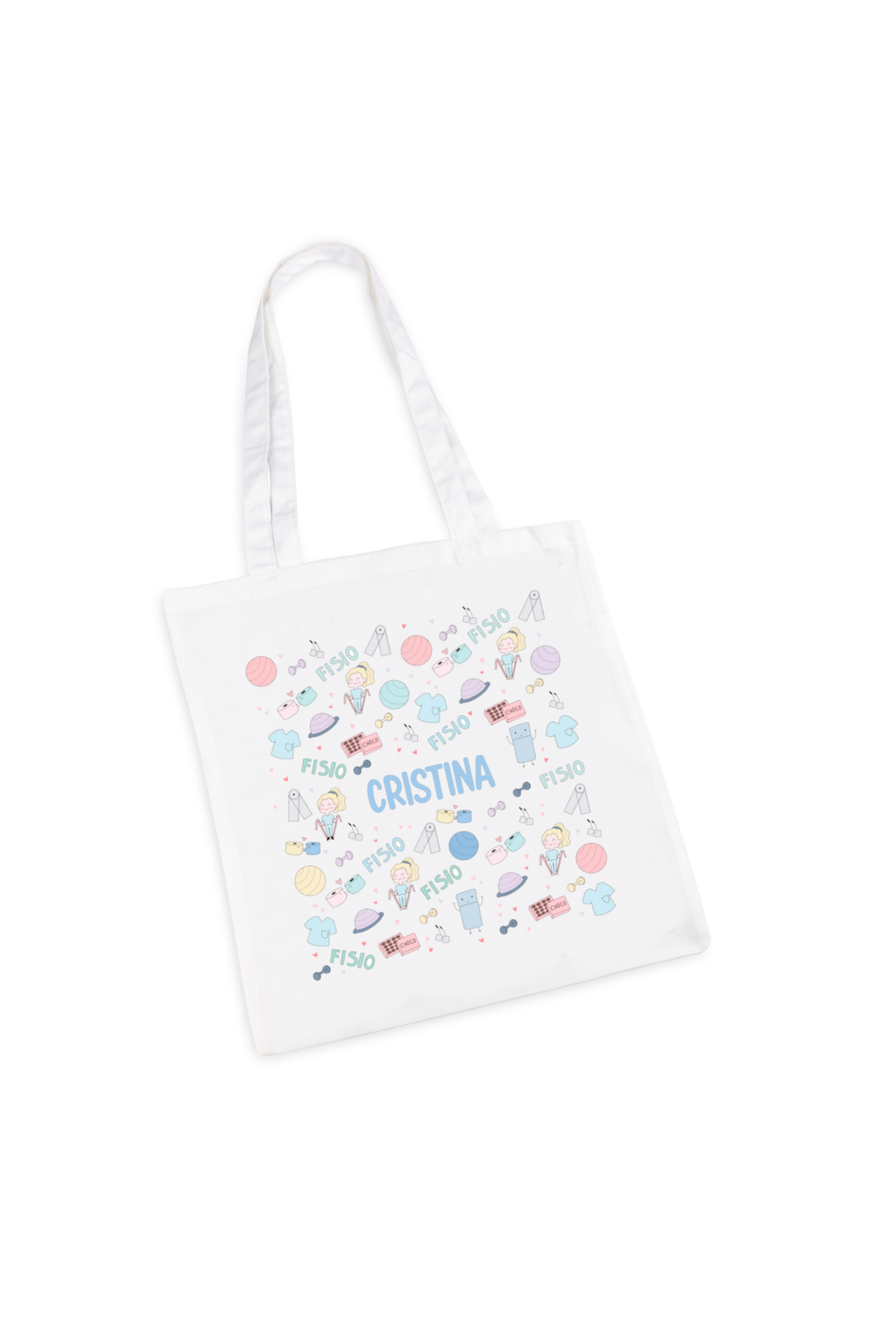 Bolsa Tote Blanco Personalizable – Fisio Pastel