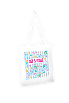 Detalle del diseño de la bolsa tote blanca personalizable Colección Verano