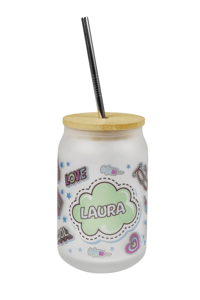 Vaso Personalizable Con Tapa y Cañita – Stickers Collection-zoom-