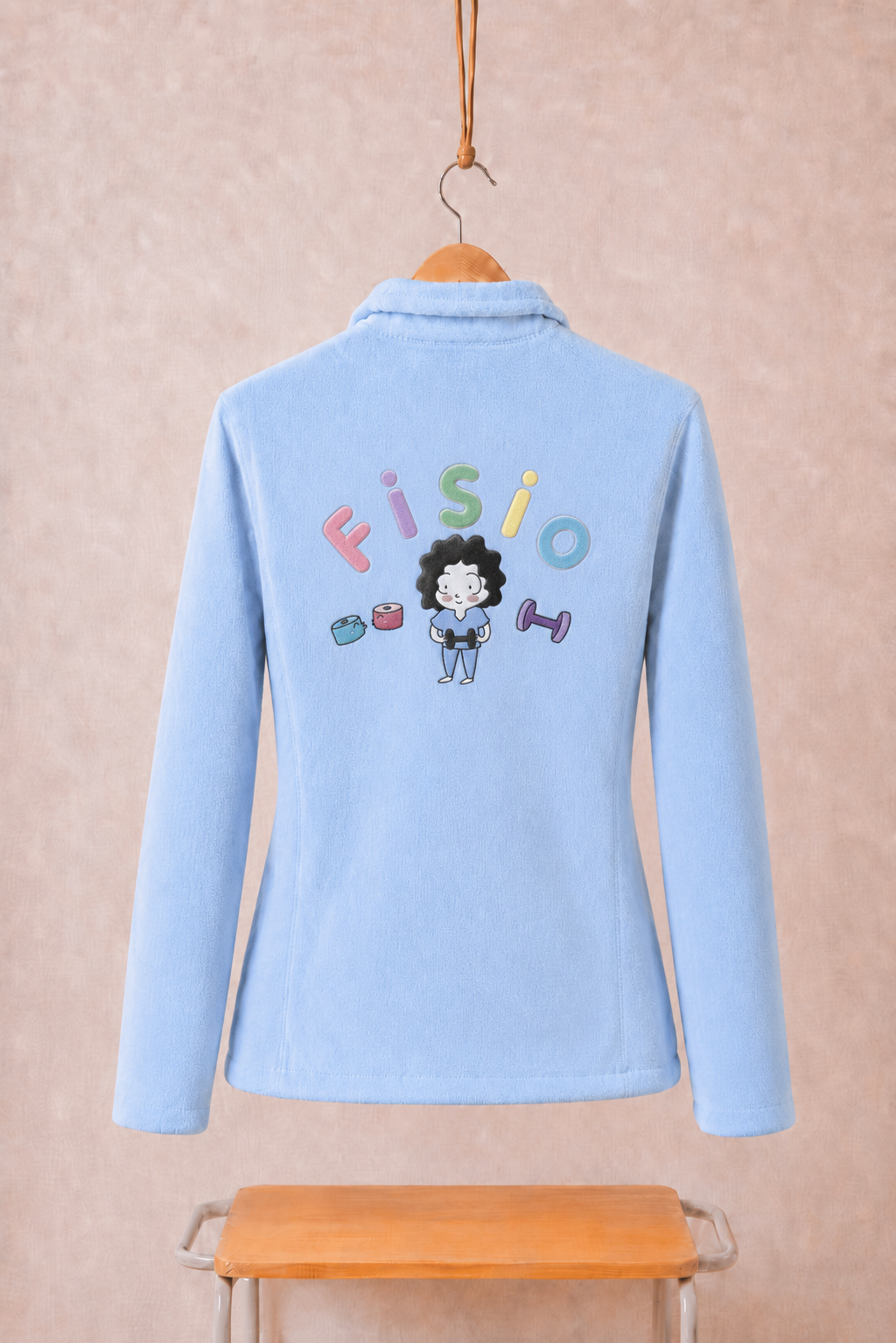 Forro Polar Sanitario Mujer Bordado Personalizado - Sweet Azul Fisioterapeuta